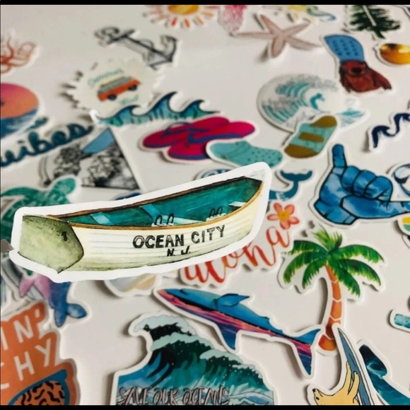 50 Piece Beach Ocean Glossy Sticker Pack - Picture 4 of 8
